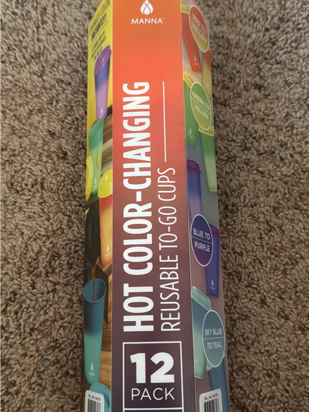 Manna Hot Color-Changing Reusable To-Go Cups - Multicolor (12 Pack)